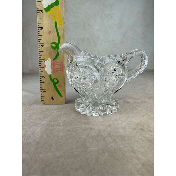 EAPG Vintage Imperial Zippered Heart Pitcher Glass Manganese Glow - Picture 8 of 11
